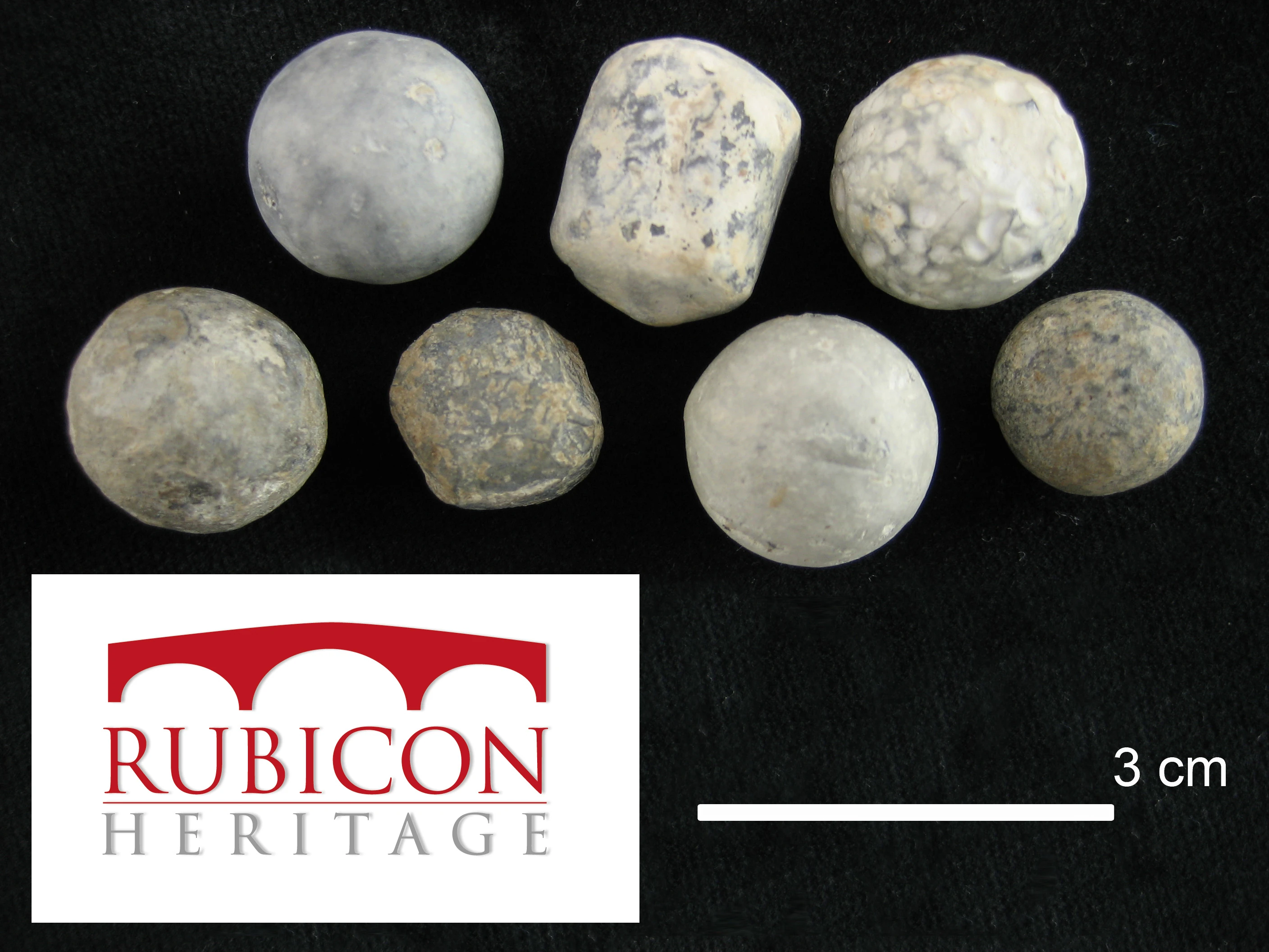 Lead shot recovered from the Battlefield of Aughrim, Co. Galway, representing an attack on fleeing Jacobite soldiers