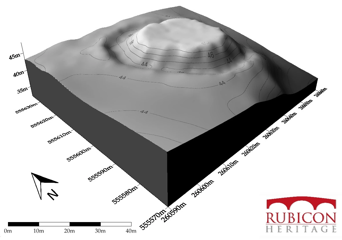 A digital terrain model produced as part of the Moat Park motte survey