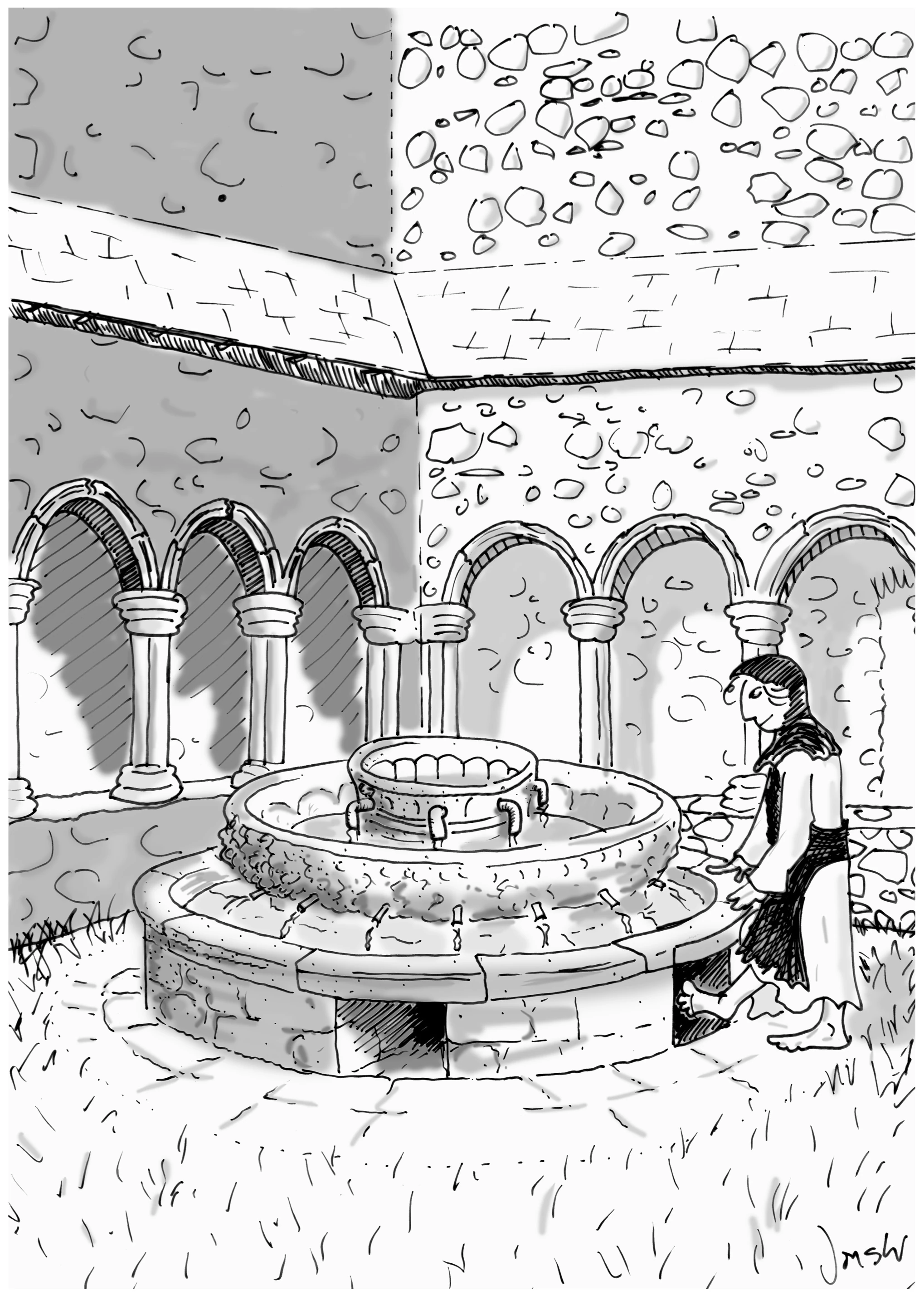 Reconstruction of how the lavabo may have functioned