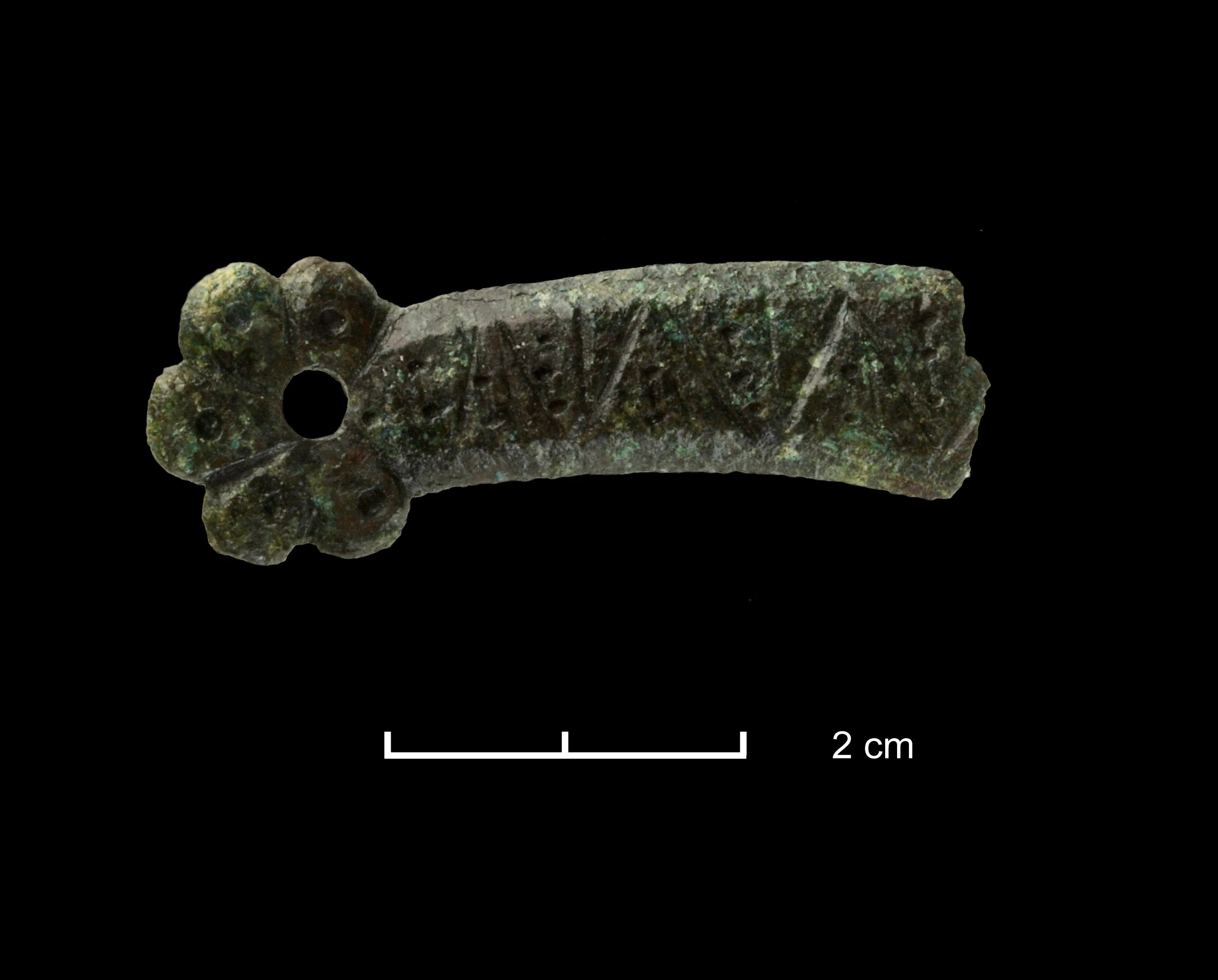 Decorated metal strip, possibly from a casket, 17th century, Castledonovan, Co. Cork