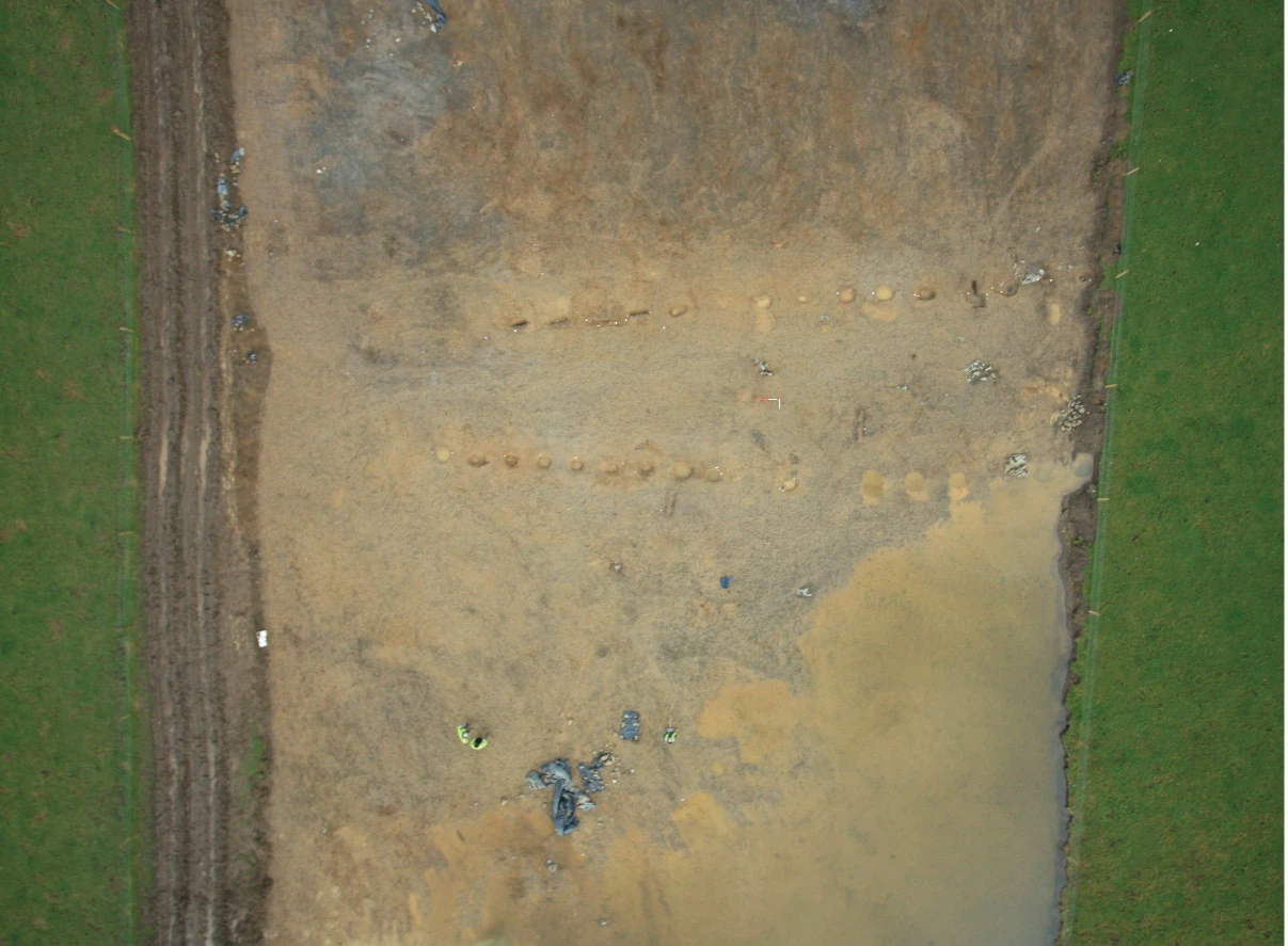 An aerial view of the Ballingowan post-pit alignment