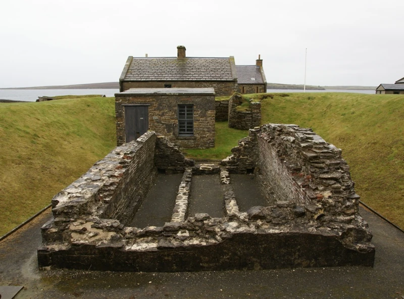 The excavated Powder Magazine at Hackness Gun Battery