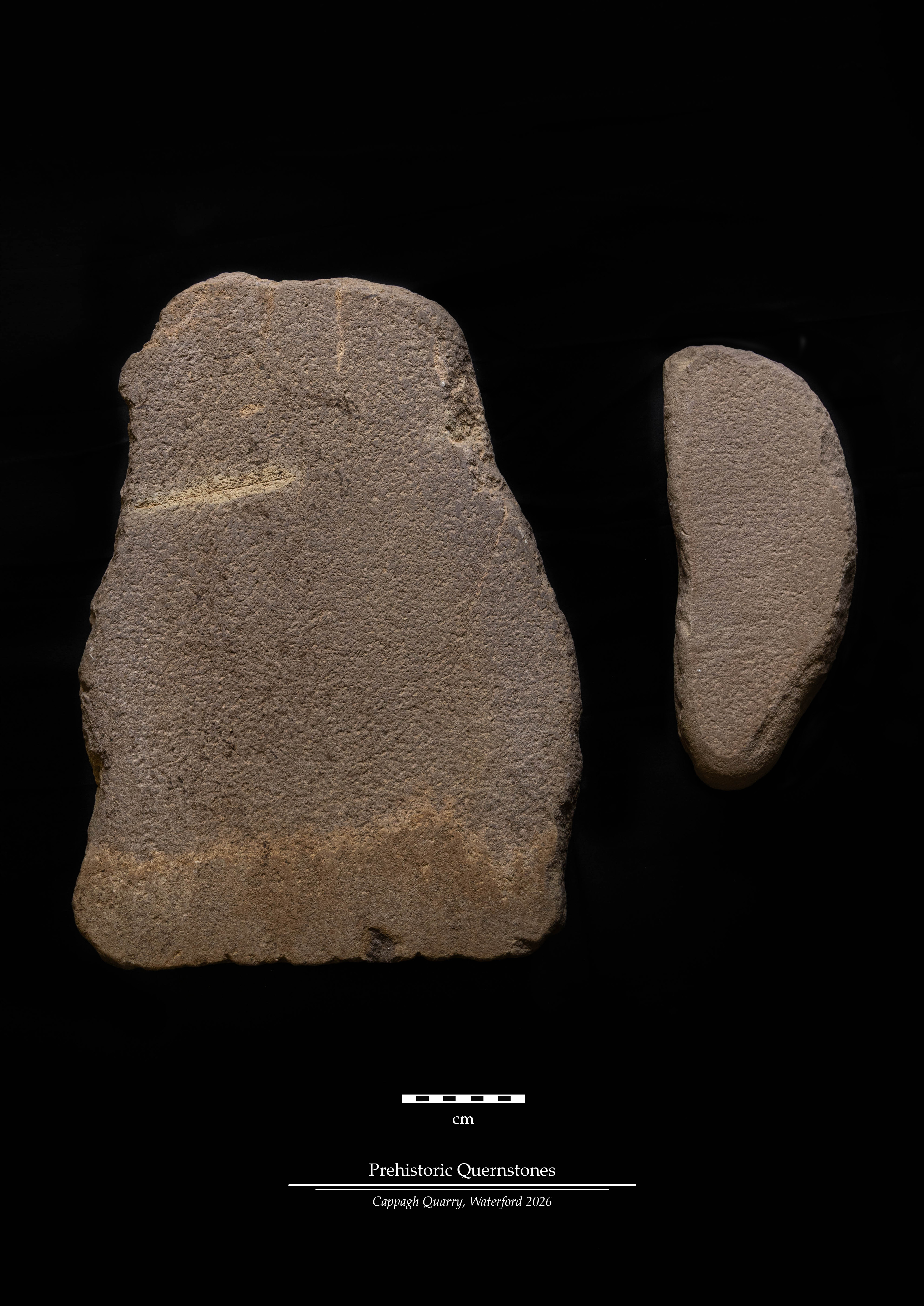Studio photograph of the quernstone fragment discovered at Cappagh